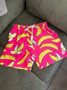 Men's Pink Banana Print Swim Shorts